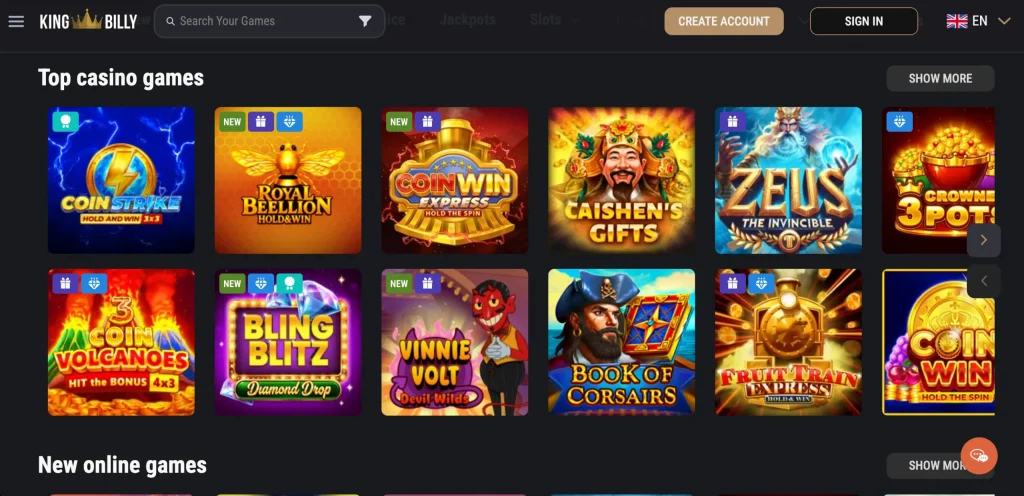 King Billy Casino Games